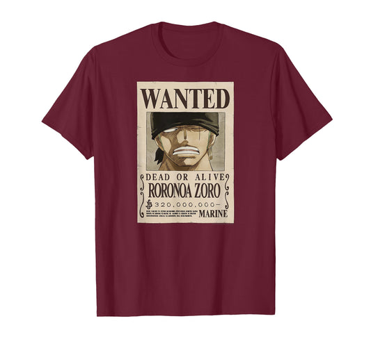 One Piece Anime Roronoa Zoro Wanted Poster T-Shirt