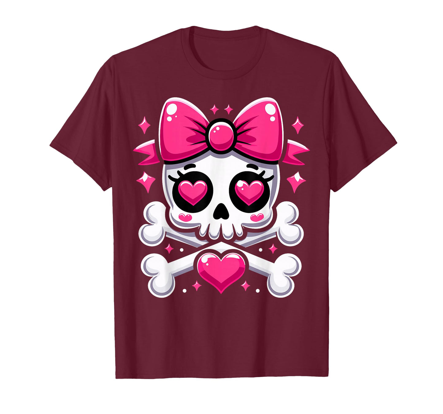 Skull with Bow Pink Girl Skull Halloween T-Shirt