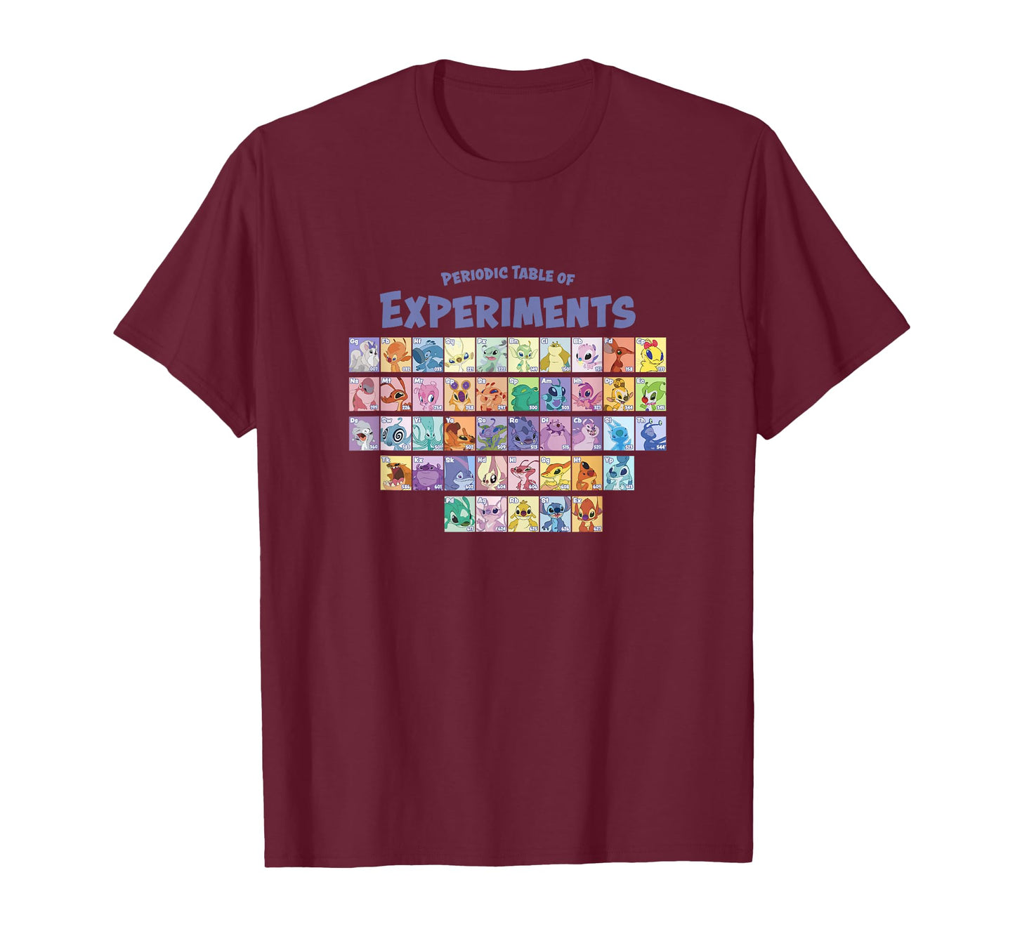 Disney Lilo & Stitch Periodic Table Of Experiments Big Logo T-Shirt
