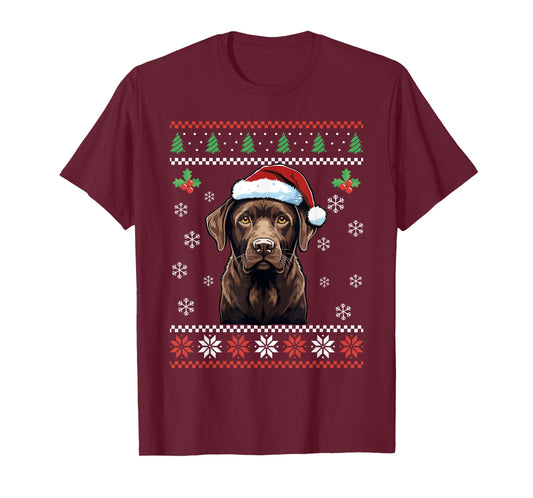 Chocolate Labrador Ugly Christmas Sweater Xmas Adults Kids T-Shirt