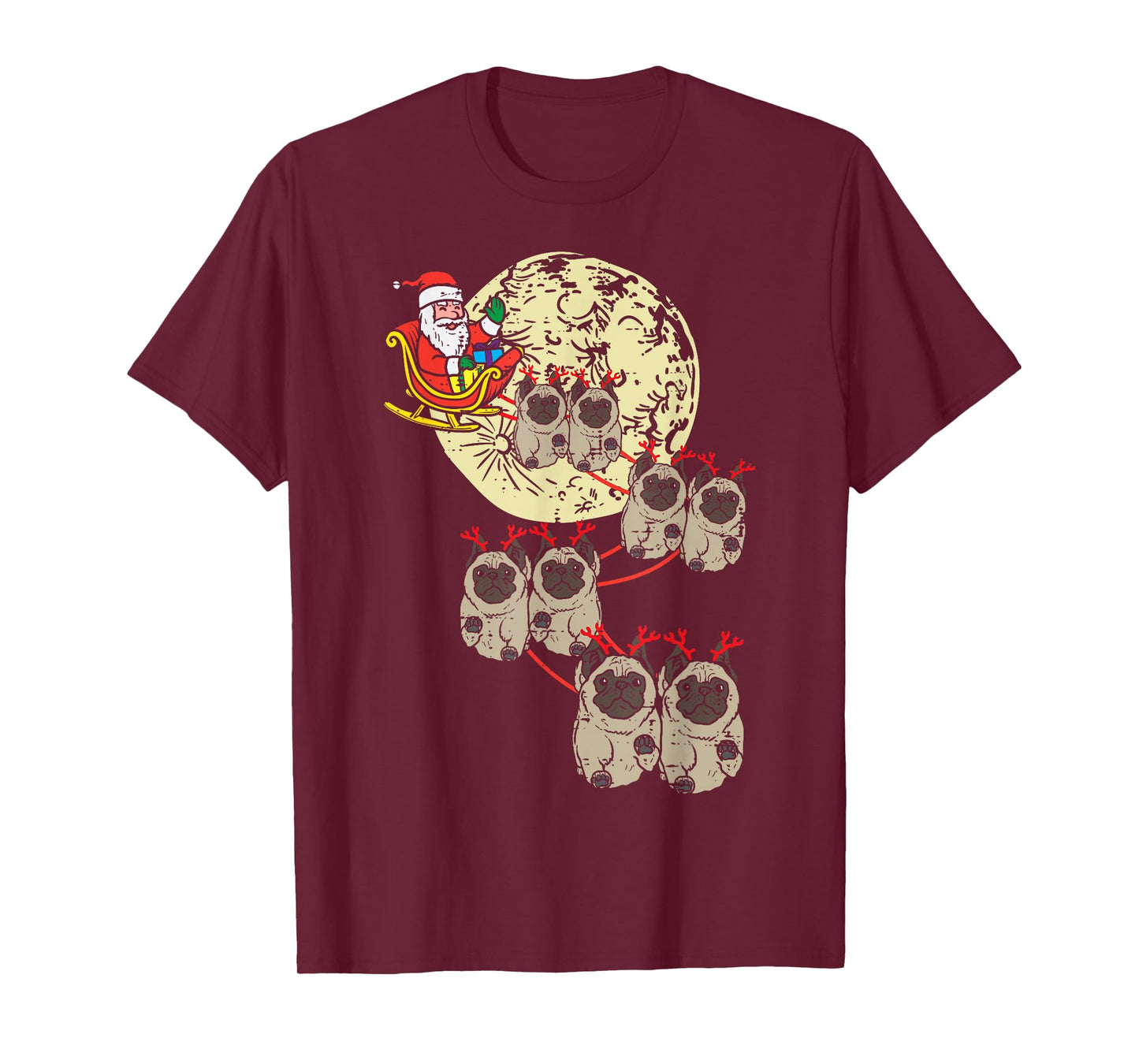 Reindeer Pug Santa Christmas Animal Pet Xmas Dog Lover PJ T-Shirt