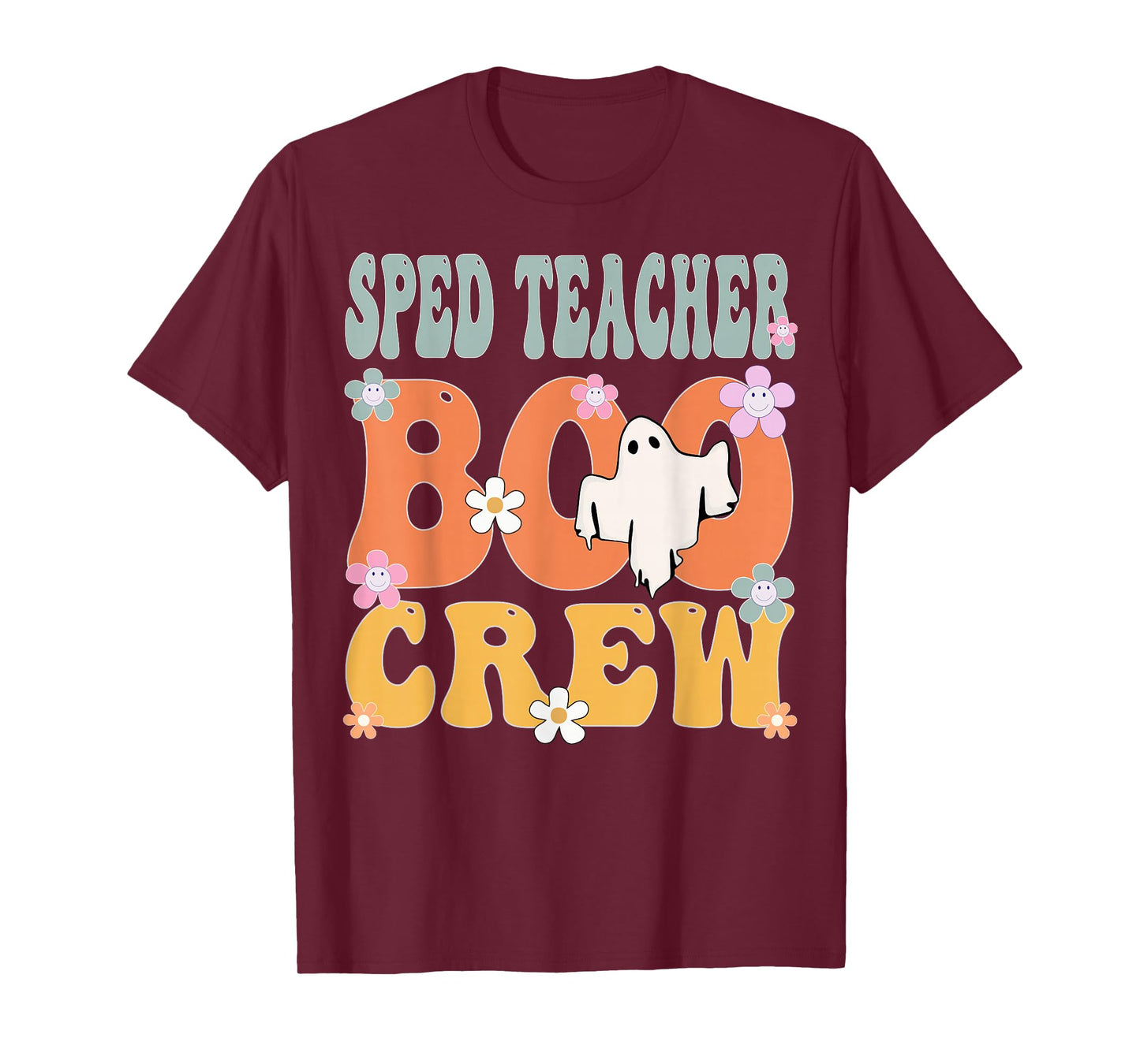 Sped Teacher Boo Crew Ghost Retro Groovy Halloween For Women T-Shirt