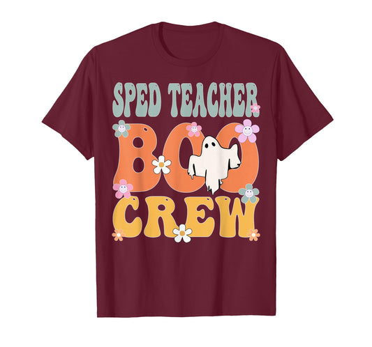 Sped Teacher Boo Crew Ghost Retro Groovy Halloween For Women T-Shirt
