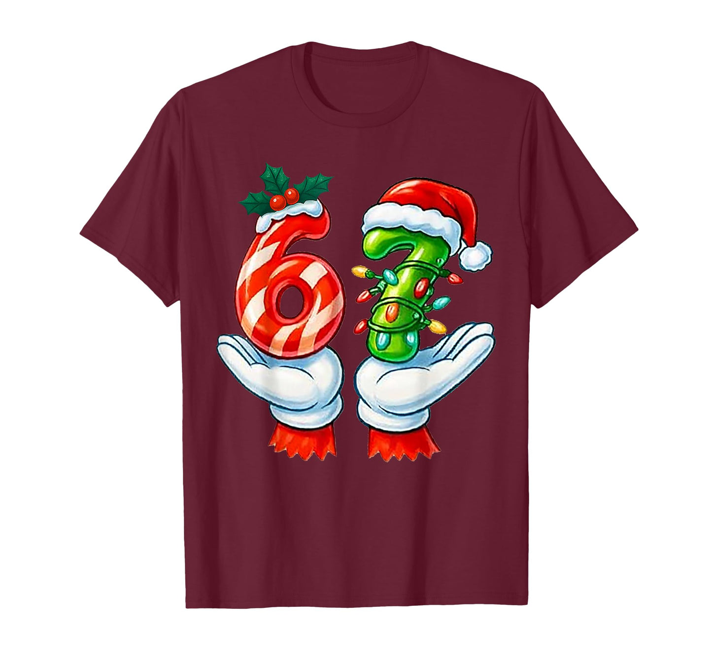 67 Christmas 67 Meme Gen Alpha Slang Candy Cane Xmas Holiday T-Shirt