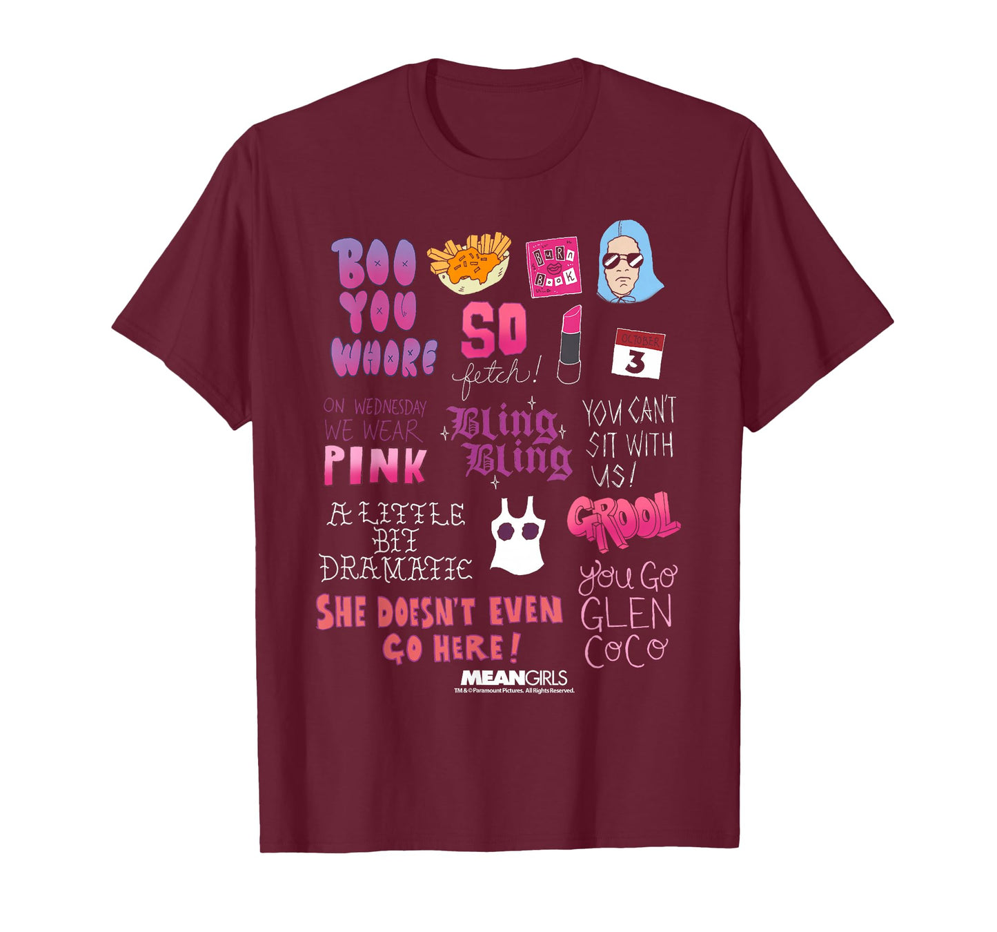 Mean Girls Pink Boo You Fetch Quotes Graphic T-Shirt T-Shirt