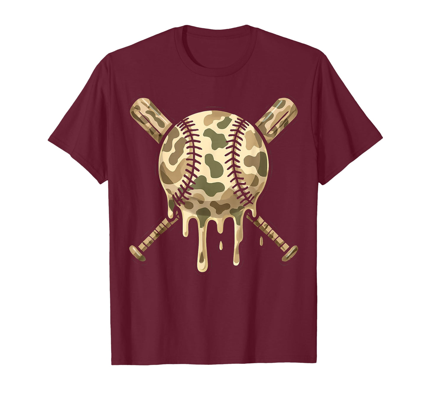 Baseball Drip Camo Baseball Bats Boys Sports Cool Game Day T-Shirt