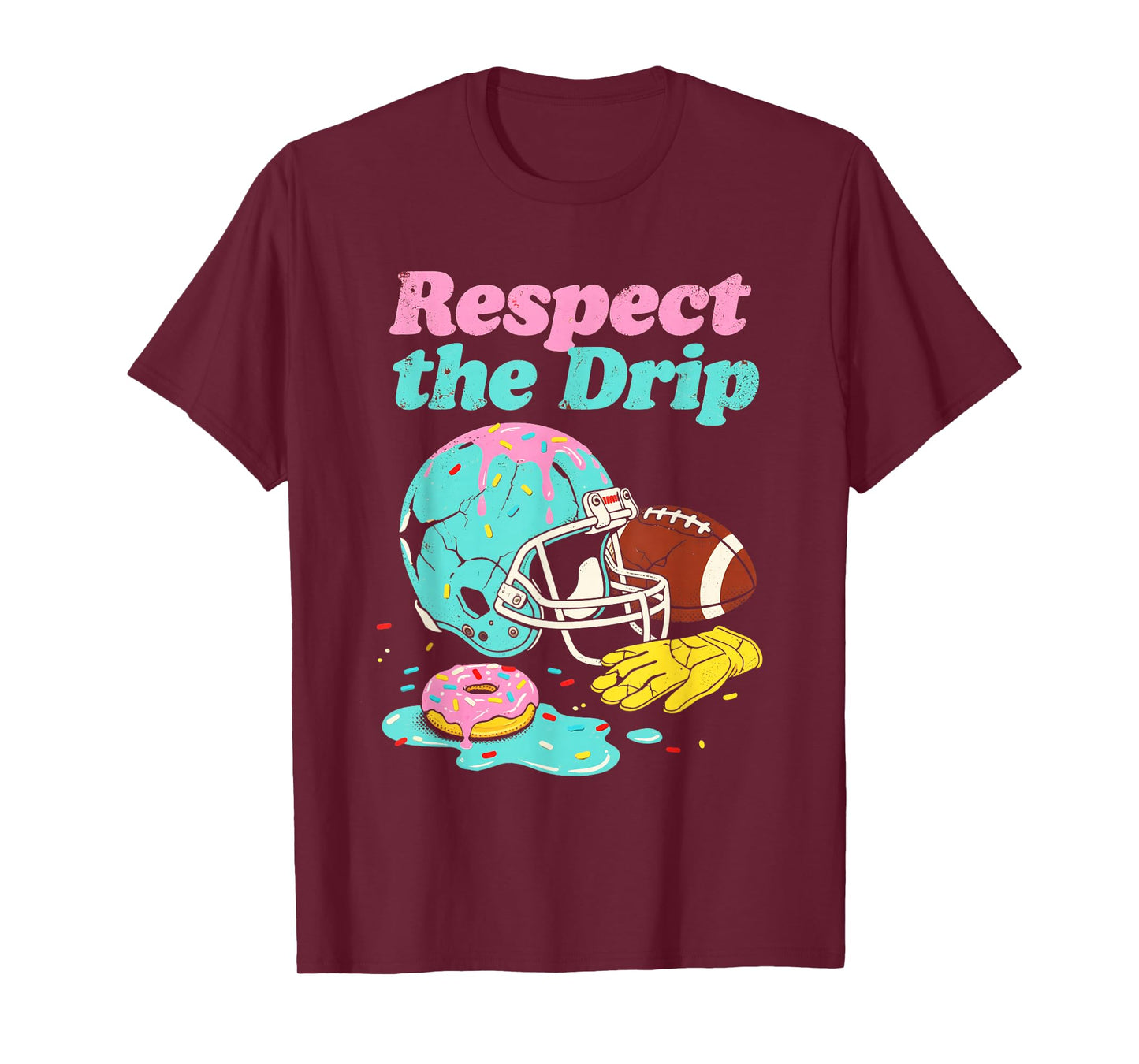 Respect The Drip Football Ice Cream Drip Boys Youth Kids T-Shirt