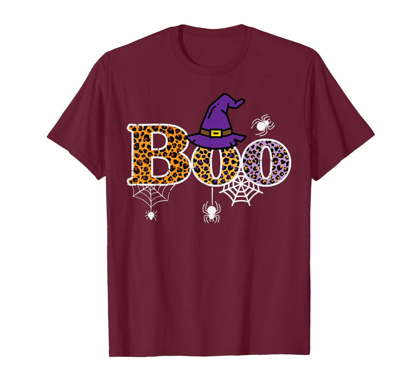 Leopard Cheetah Boo Witch Spider Halloween Costume For Women T-Shirt