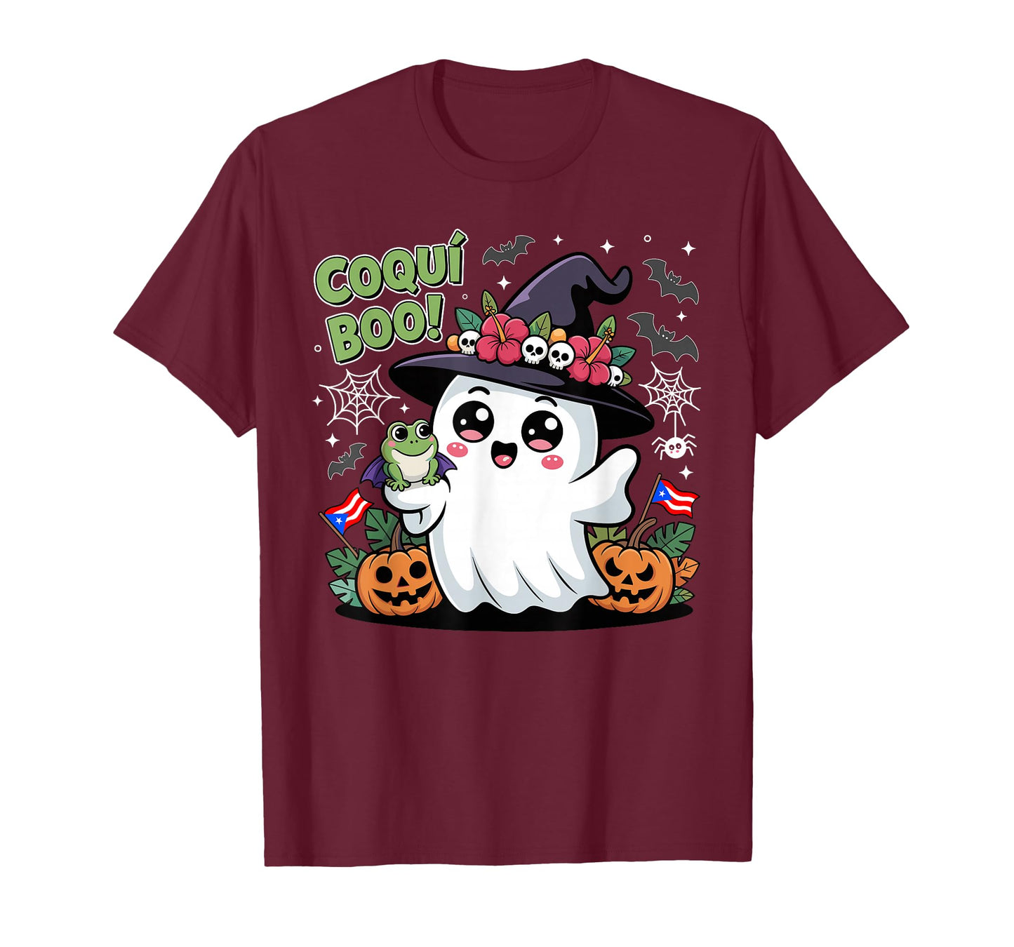 Coquí Boo Puerto Rico Funny Halloween Boricua Ghost Costume T-Shirt