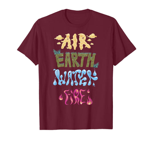 Disney Pixar Elemental Air Earth Water Fire Stylized Text T-Shirt