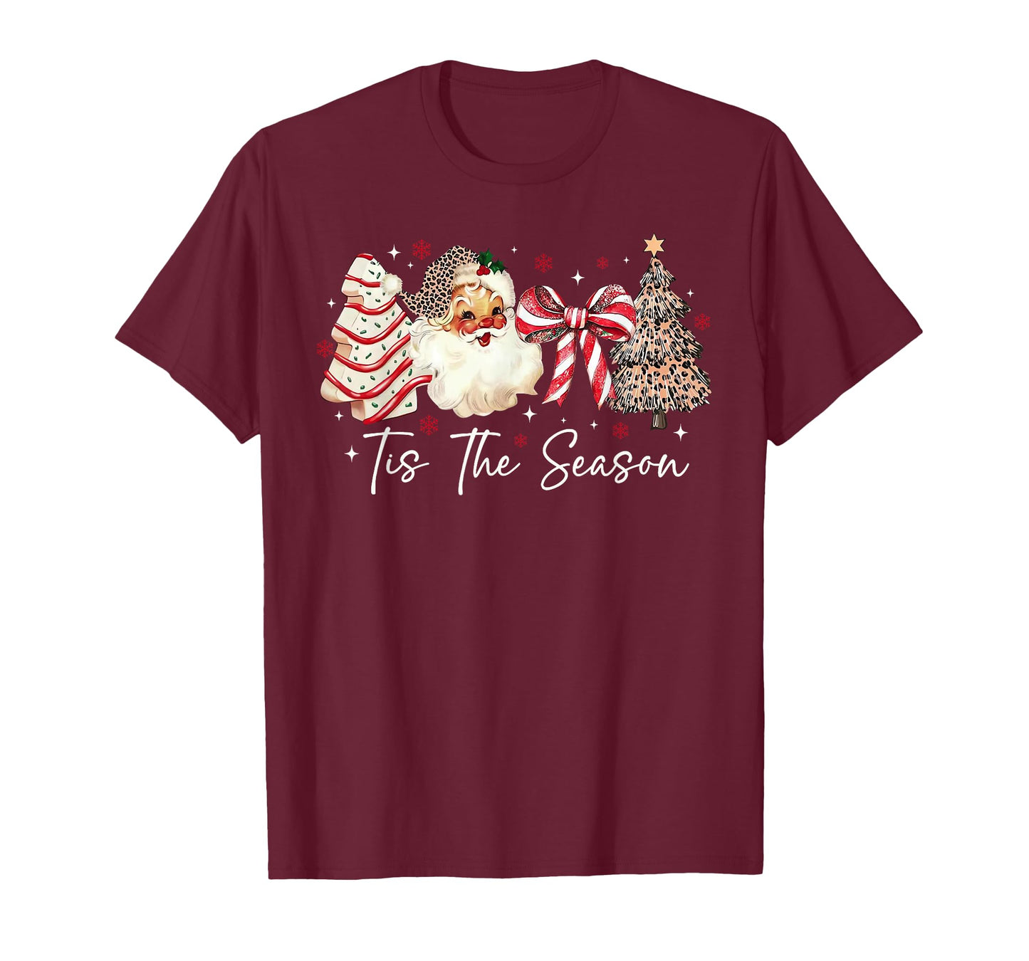 Tis The Season Leopard Santa Christmas Coquette Candy Cance T-Shirt