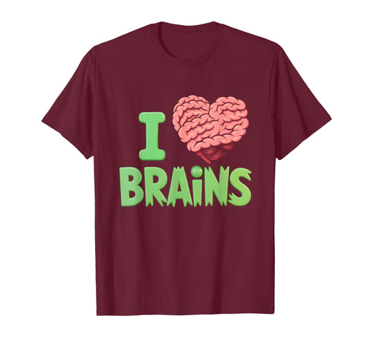 I Heart Brains Zombie Halloween Anatomy Science Lover T-Shirt