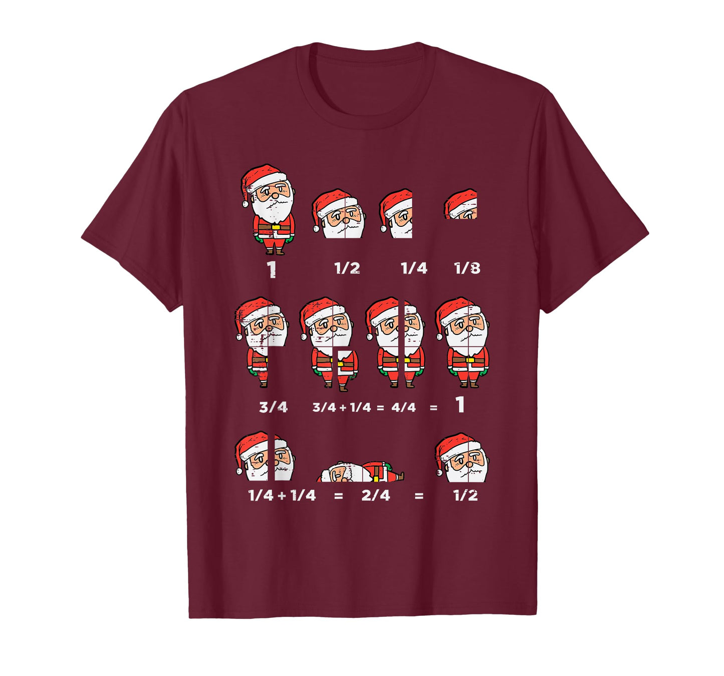 Christmas Santa Fraction Funny Xmas Math Teacher Men Women T-Shirt