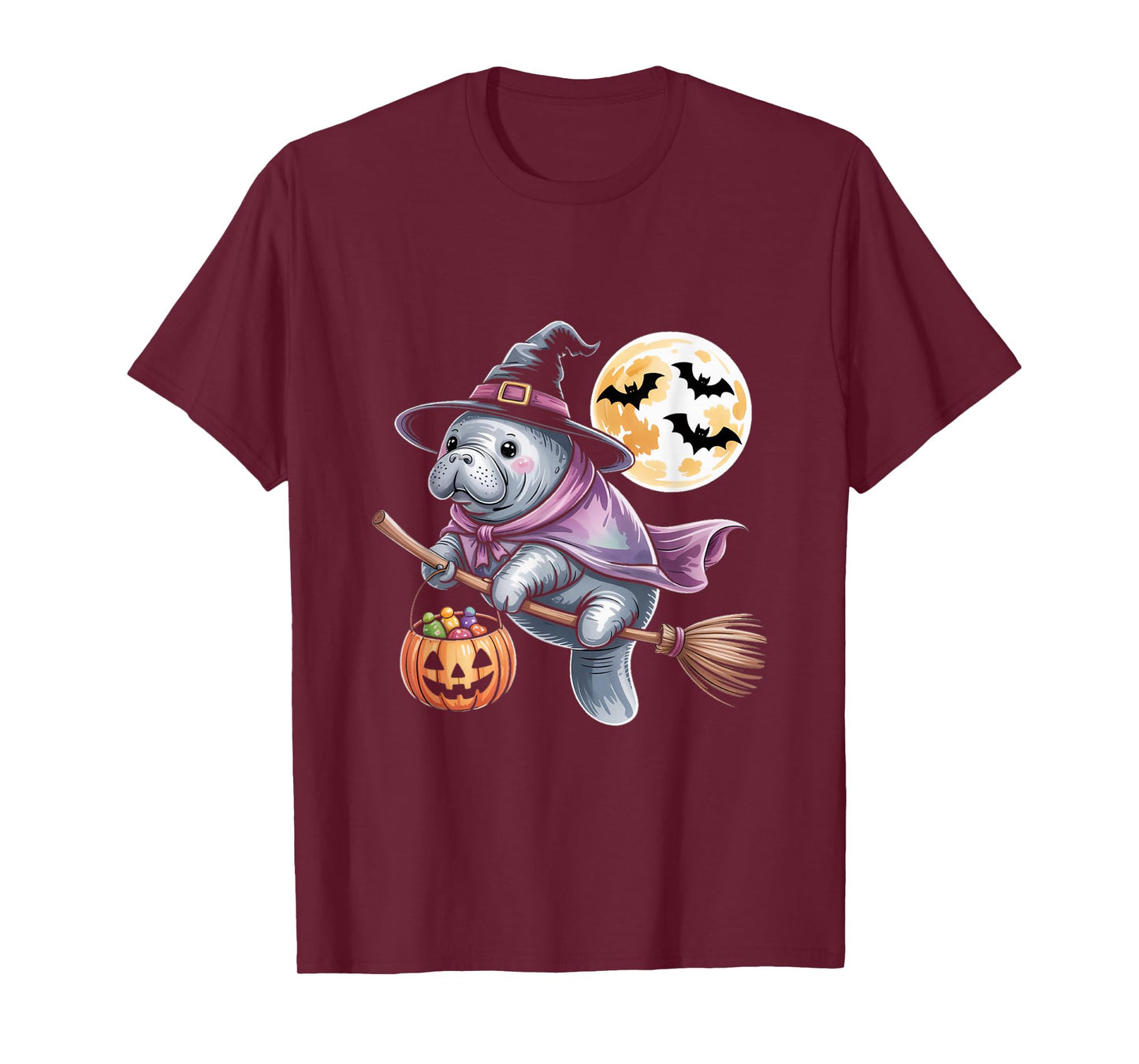 Manatee Witch Hat Pumpkin Halloween Costume Men Women Kids T-Shirt