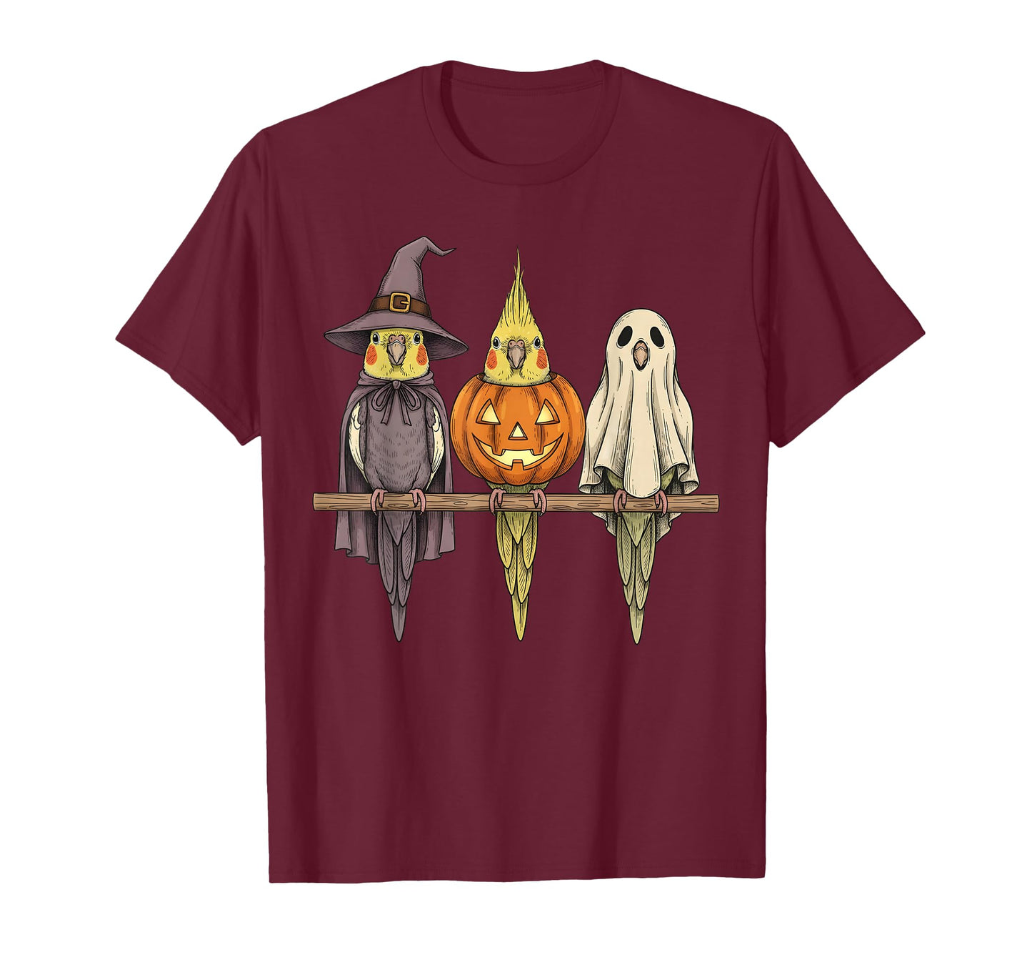 Spooky Ghost Cockatiel Parrot Lover Pumpkin Halloween T-Shirt