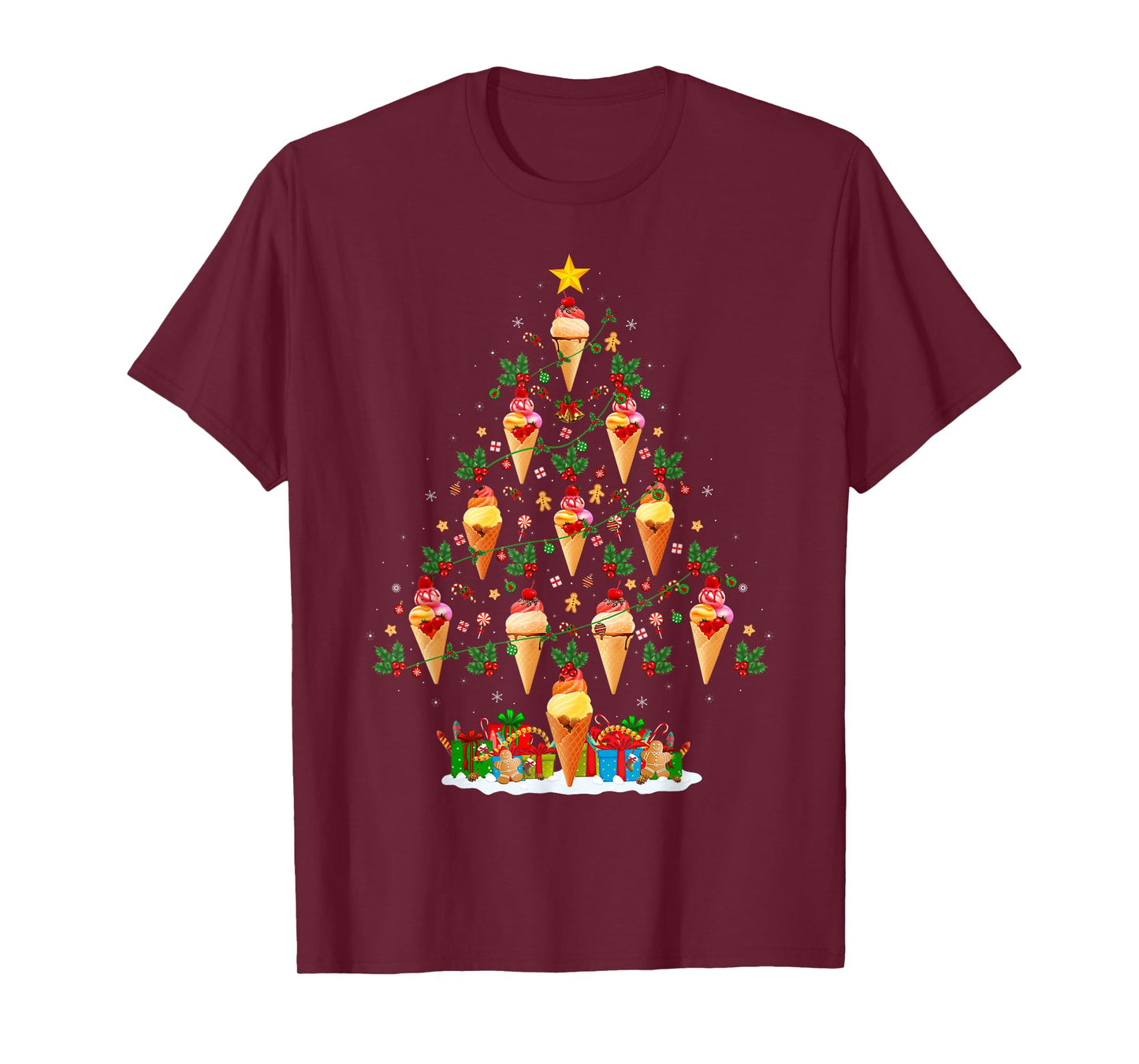 Ice Cream Cone Christmas Tree Funny Ice Cream Lover Xmas T-Shirt