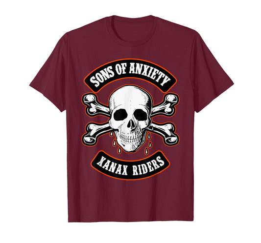 Sons Of Anxiety Xanax Riders Funny Skull T-Shirt