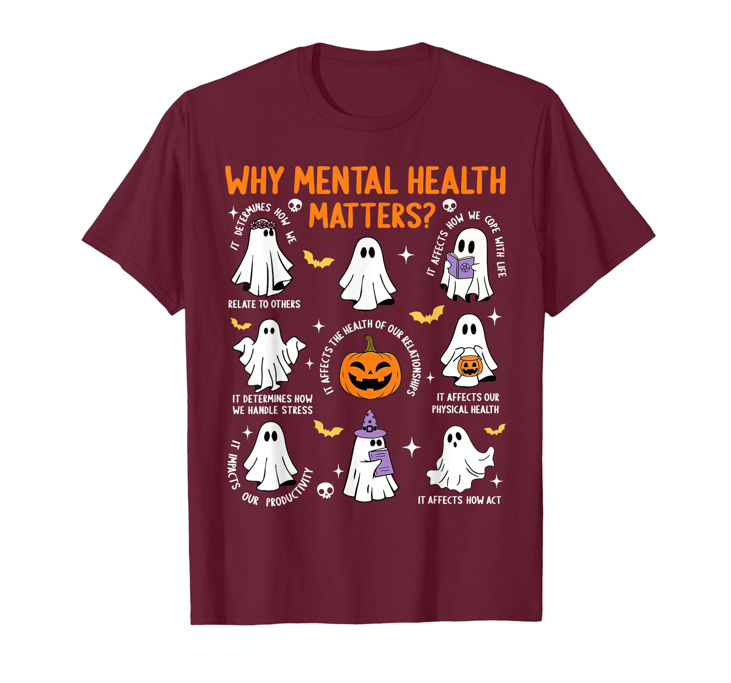 Why Mental Health Matters Halloween Ghost Boo Therapist Cute T-Shirt