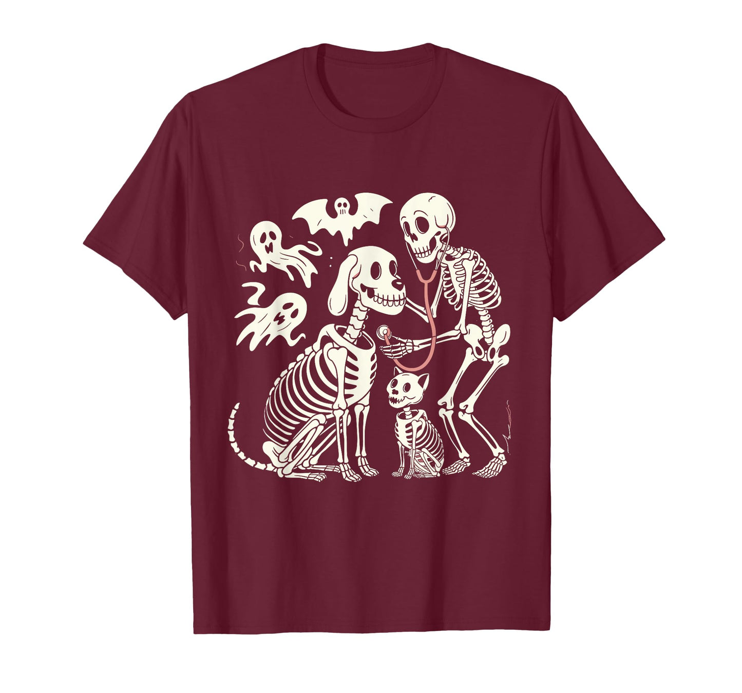 Funny Skeleton Veterinarian Animal Lovers Spooky Halloween T-Shirt