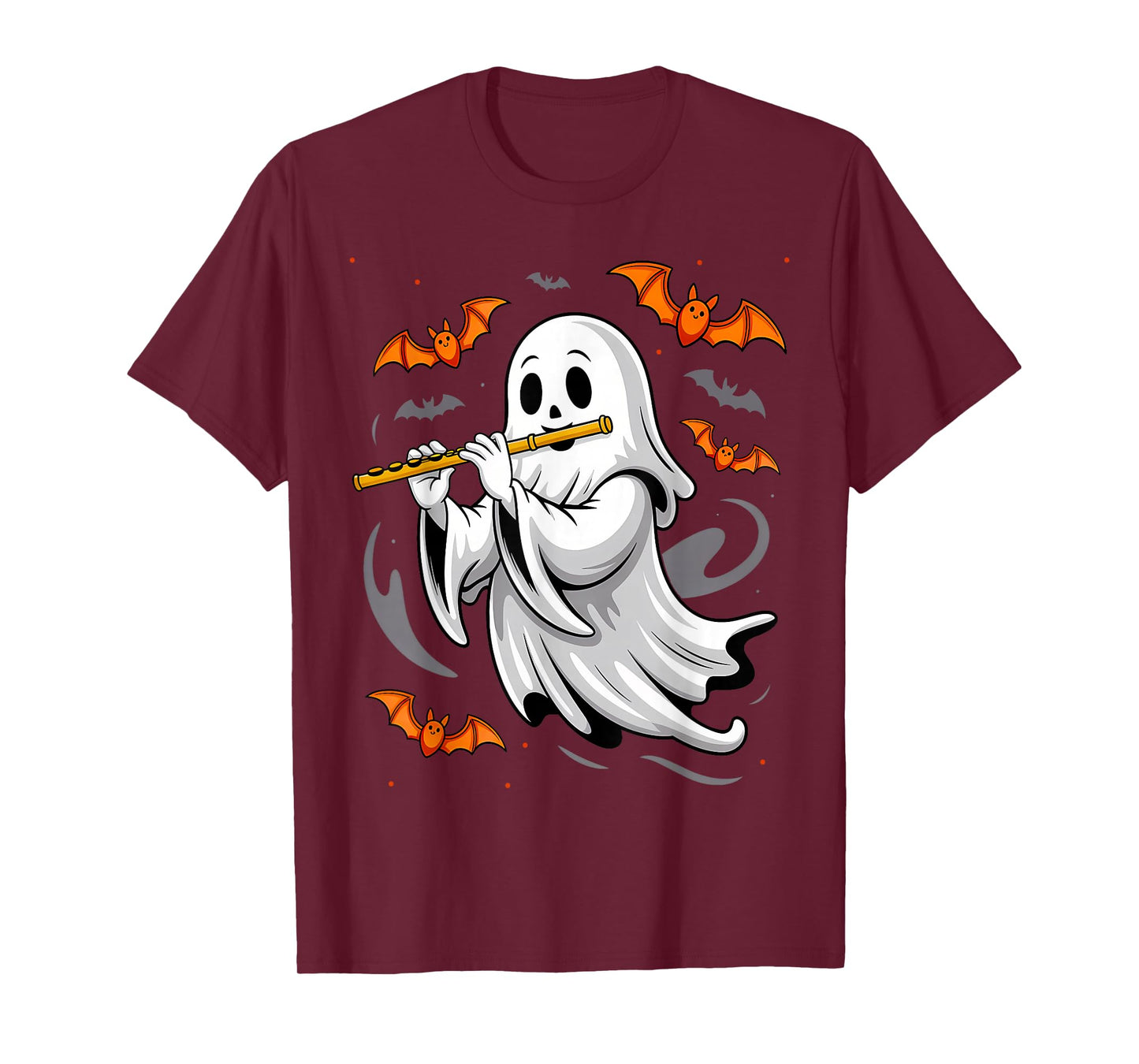 Boo Ghost Playing Flute Halloween Musical Instrument T-Shirt