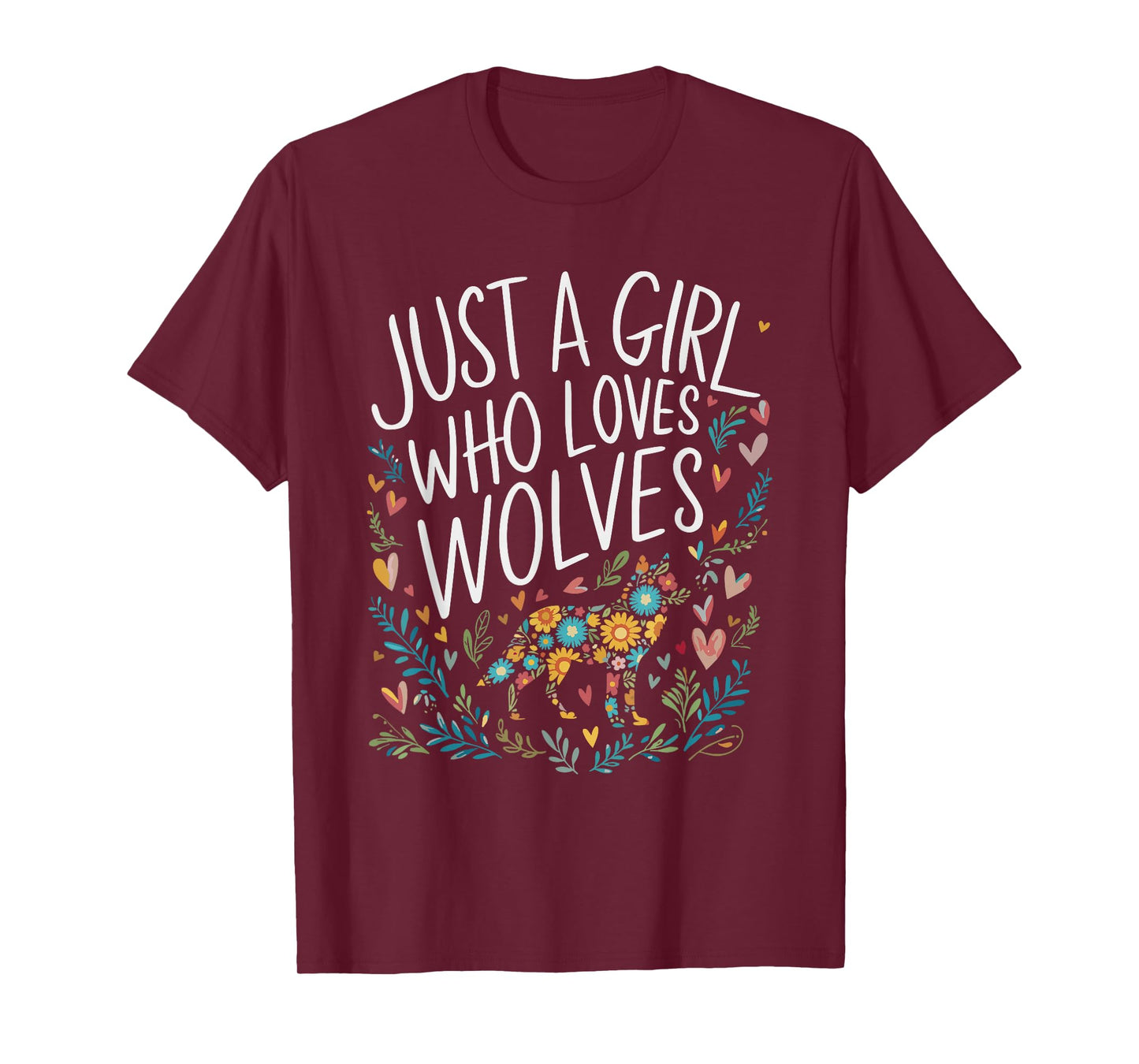 Cute Just A Girl Who Loves Wolves Men Women Girls T-Shirt