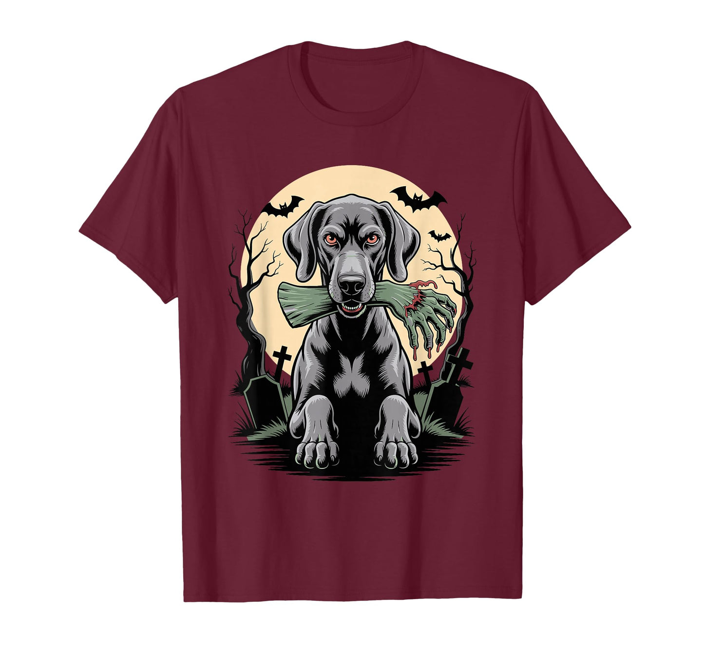 Halloween Moon Zombie Hand Weimaraner Weimaraners T-Shirt
