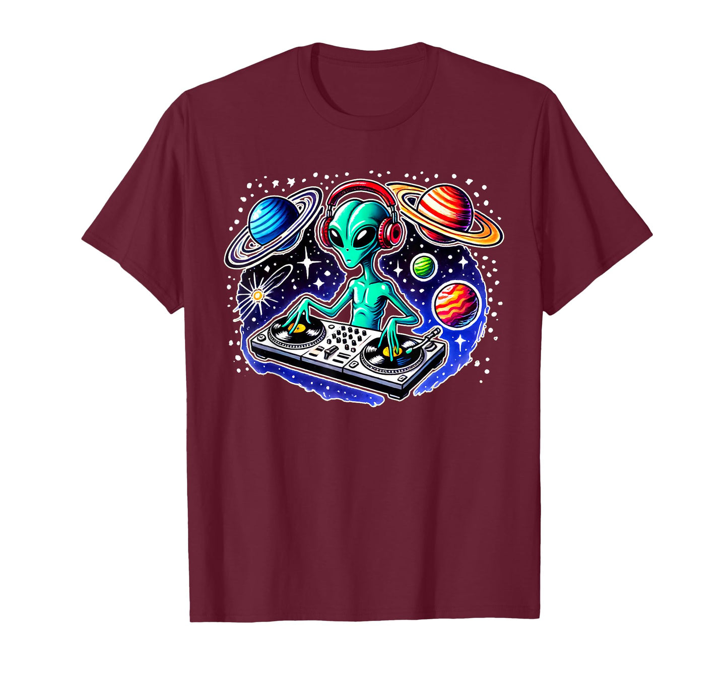Alien DJ Funny Cosmic Space Rave EDM Music Festival Alien T-Shirt