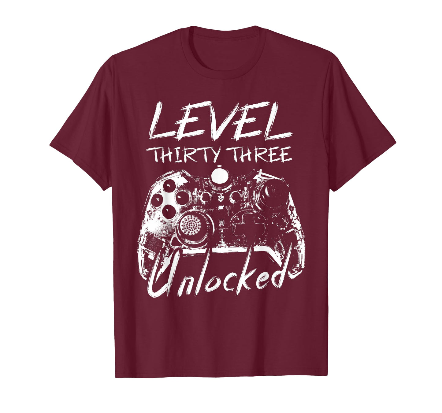 Level 33 Unlocked 33 Years Old Vintage Gamer 33rd Birthday T-Shirt