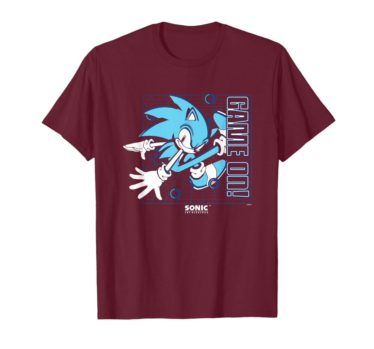 Sonic The Hedgehog Game On! Gold Rings Vintage Grid T-Shirt