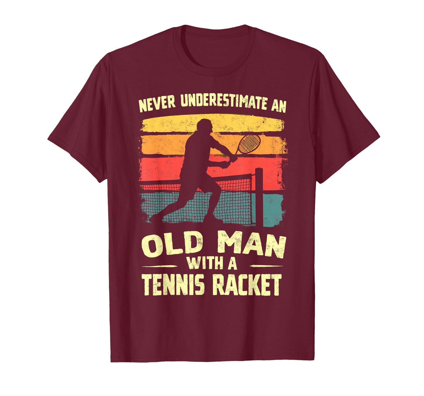 Vintage Never Underestimate an Old Man with a Tennis Racket T-Shirt