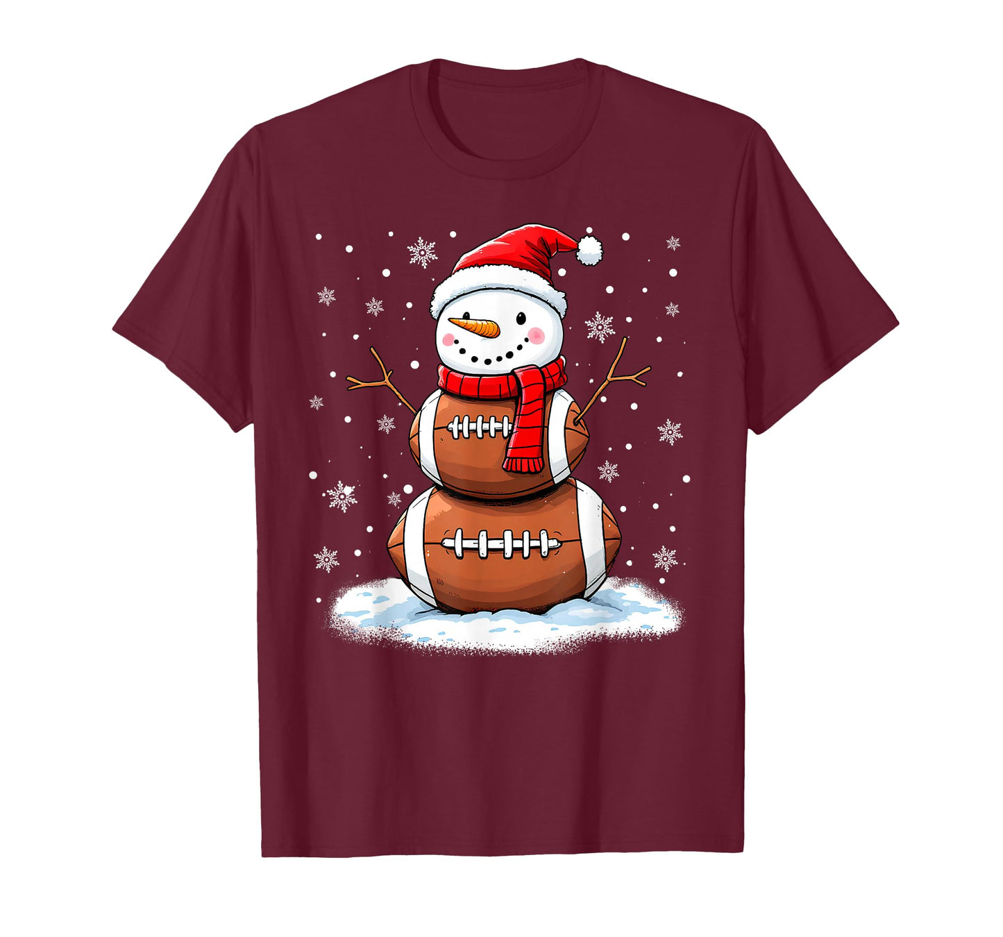 Christmas American Football Snowman Xmas Sport Men Boys Kids T-Shirt