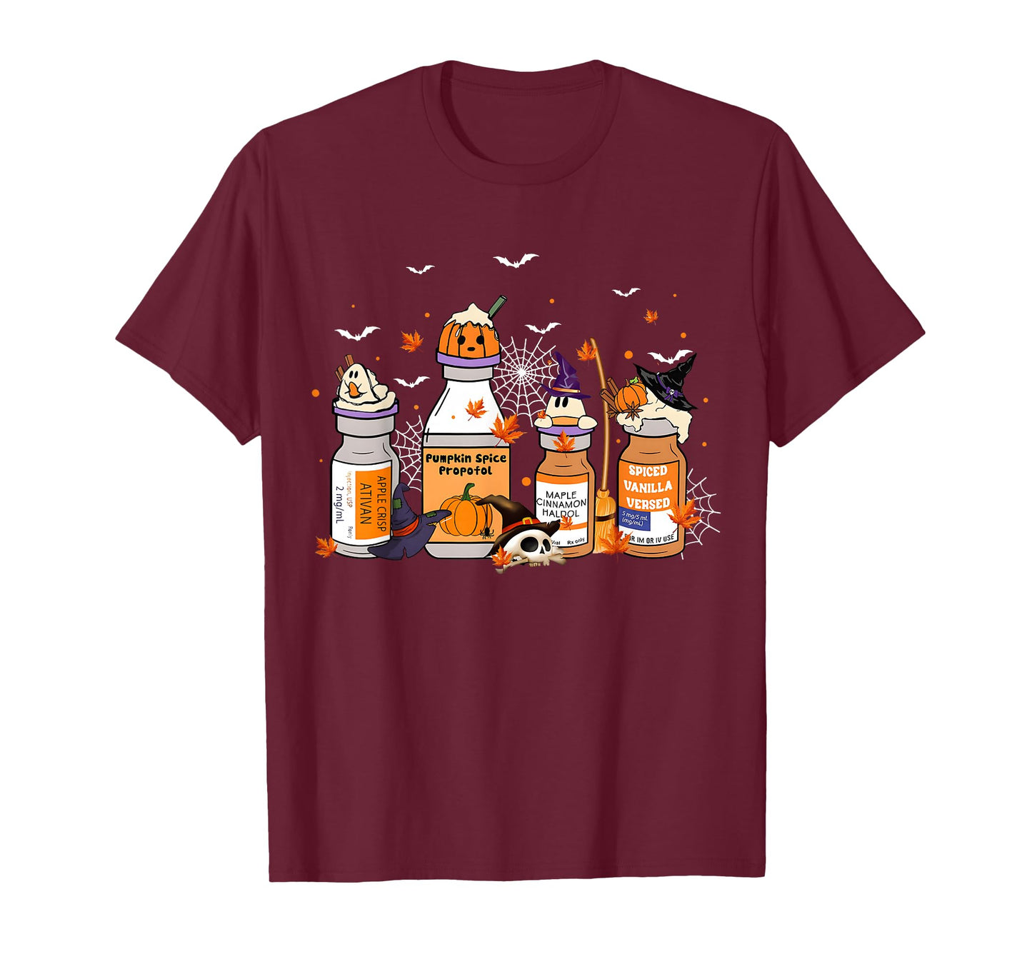 Halloween Rt Nurse Pills Pumpkin Spice Propofol ICU Nurse T-Shirt
