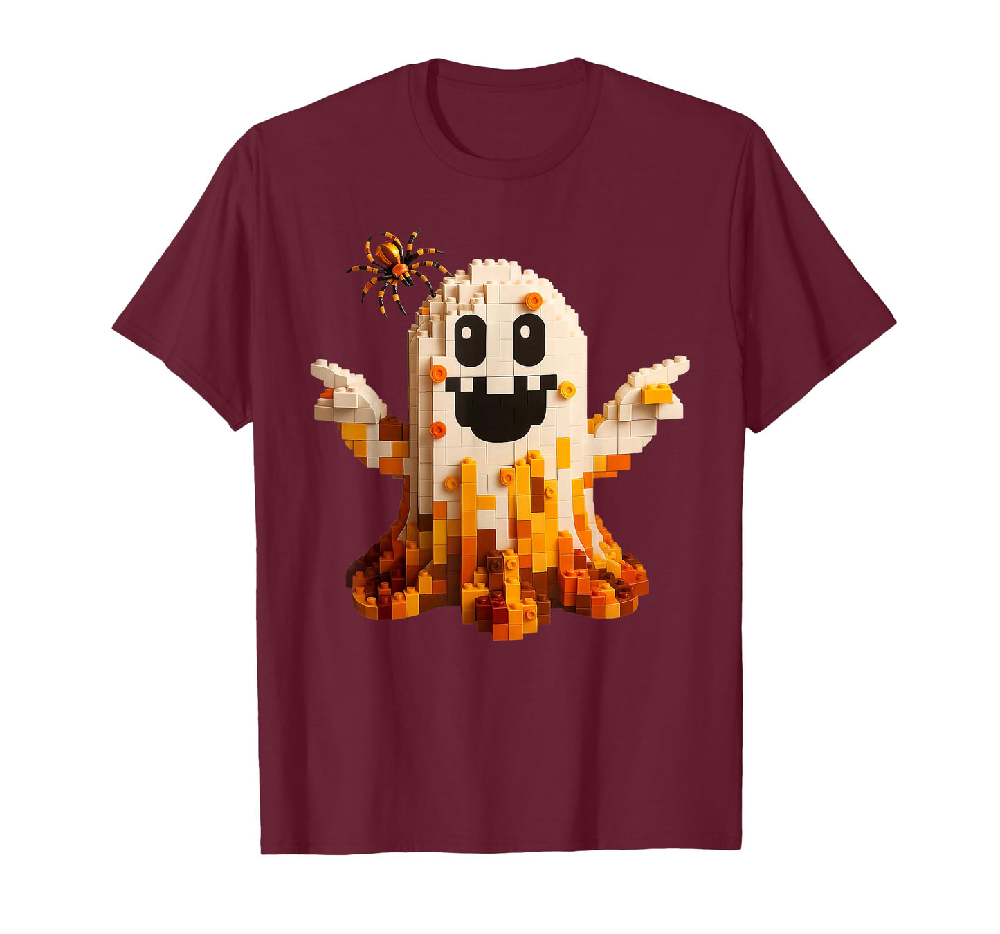 Ghost Building Blocks Bricks Halloween Master Builder Kids T-Shirt