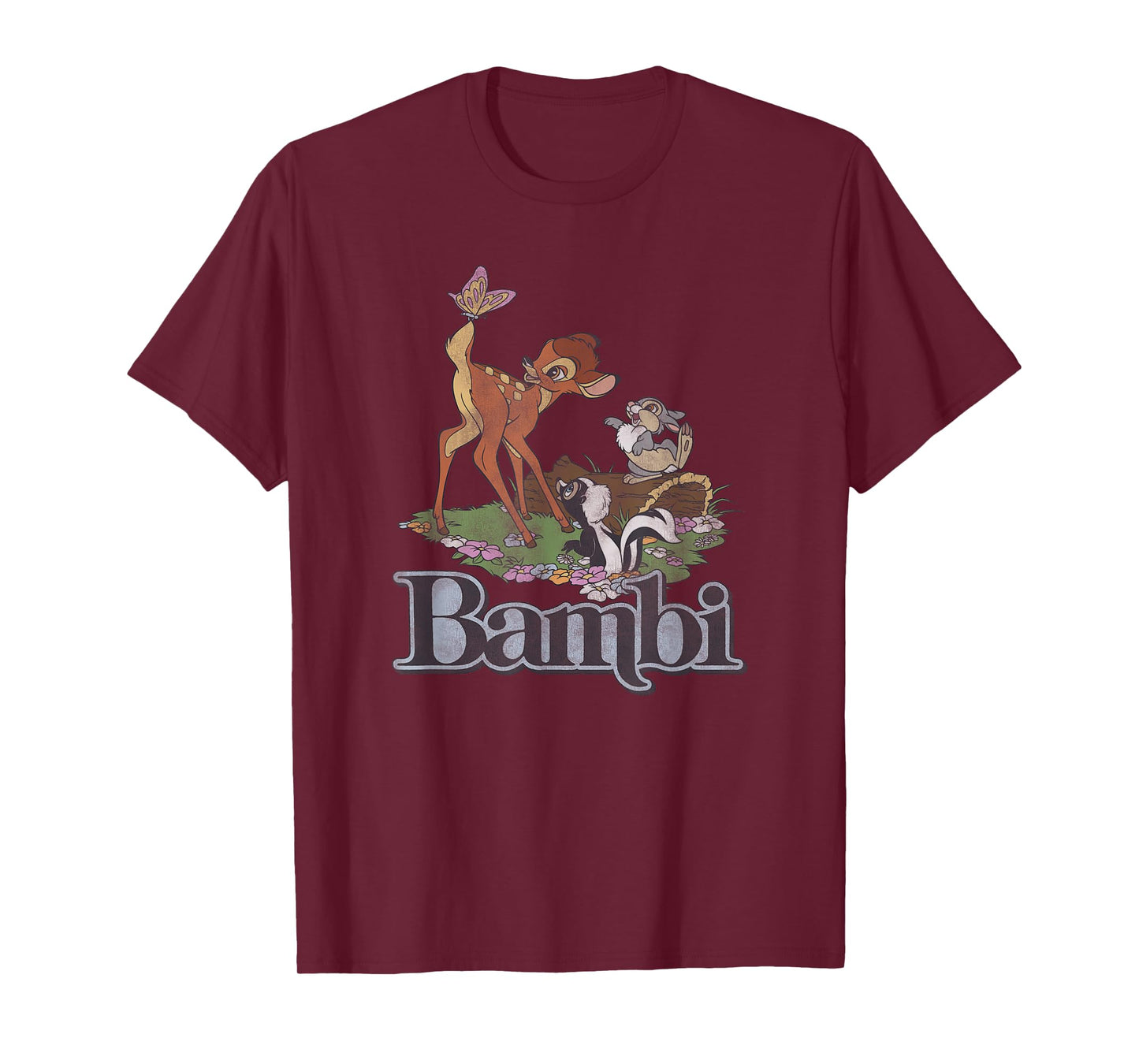Disney Bambi Vintage Group Floral Poster T-Shirt