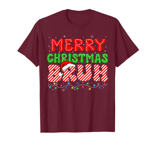 Bruh Merry Christmas Candy Cane Shirts Teen Kids Funny Xmas T-Shirt