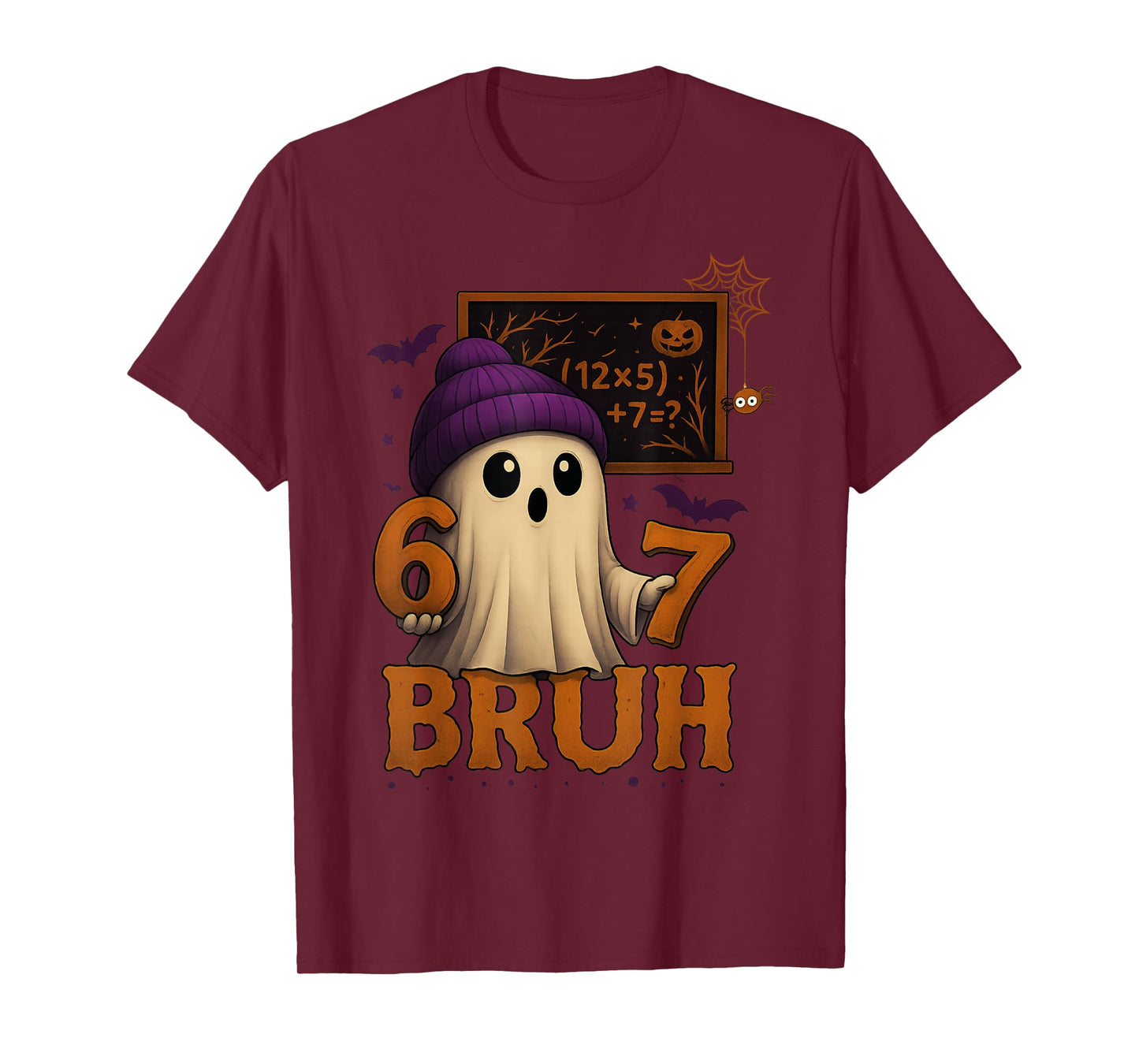 Funny Math Ghost 67 Bruh Halloween Meme Teacher Equation T-Shirt