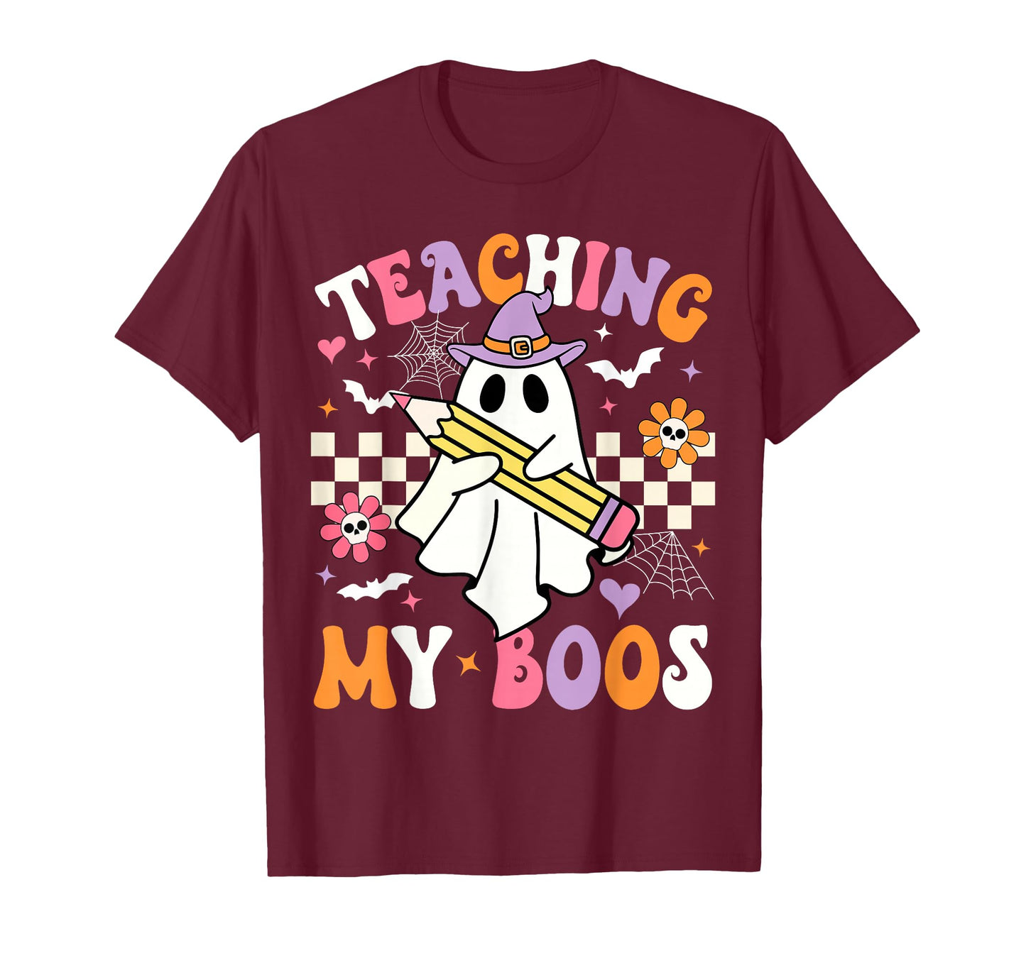 Teaching My Boos Ghost Teacher Cute Groovy Halloween Teacher T-Shirt