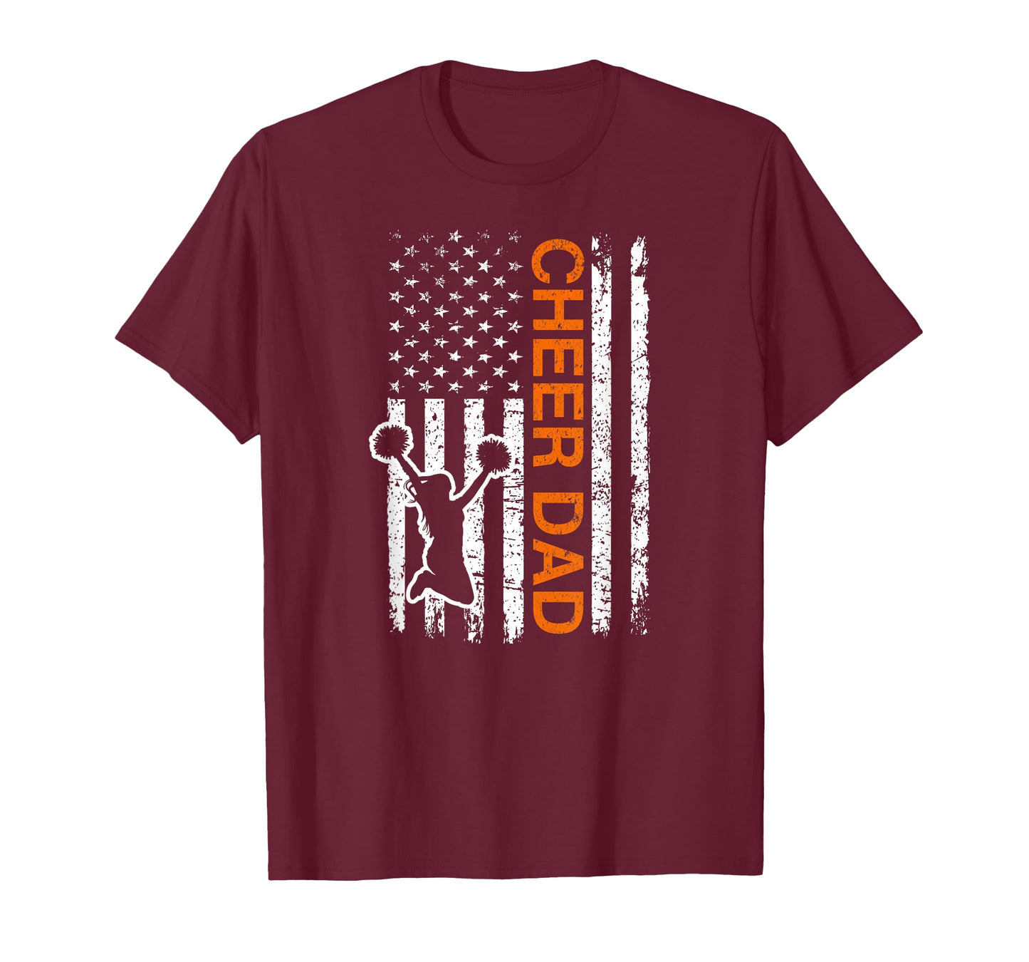 Cheer Dad Flag Orange Cheerleading T-Shirt