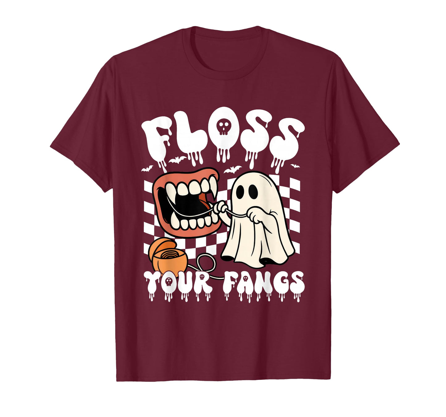Floss Your Fangs Boo Dental Halloween Funny Spooky Dentist T-Shirt