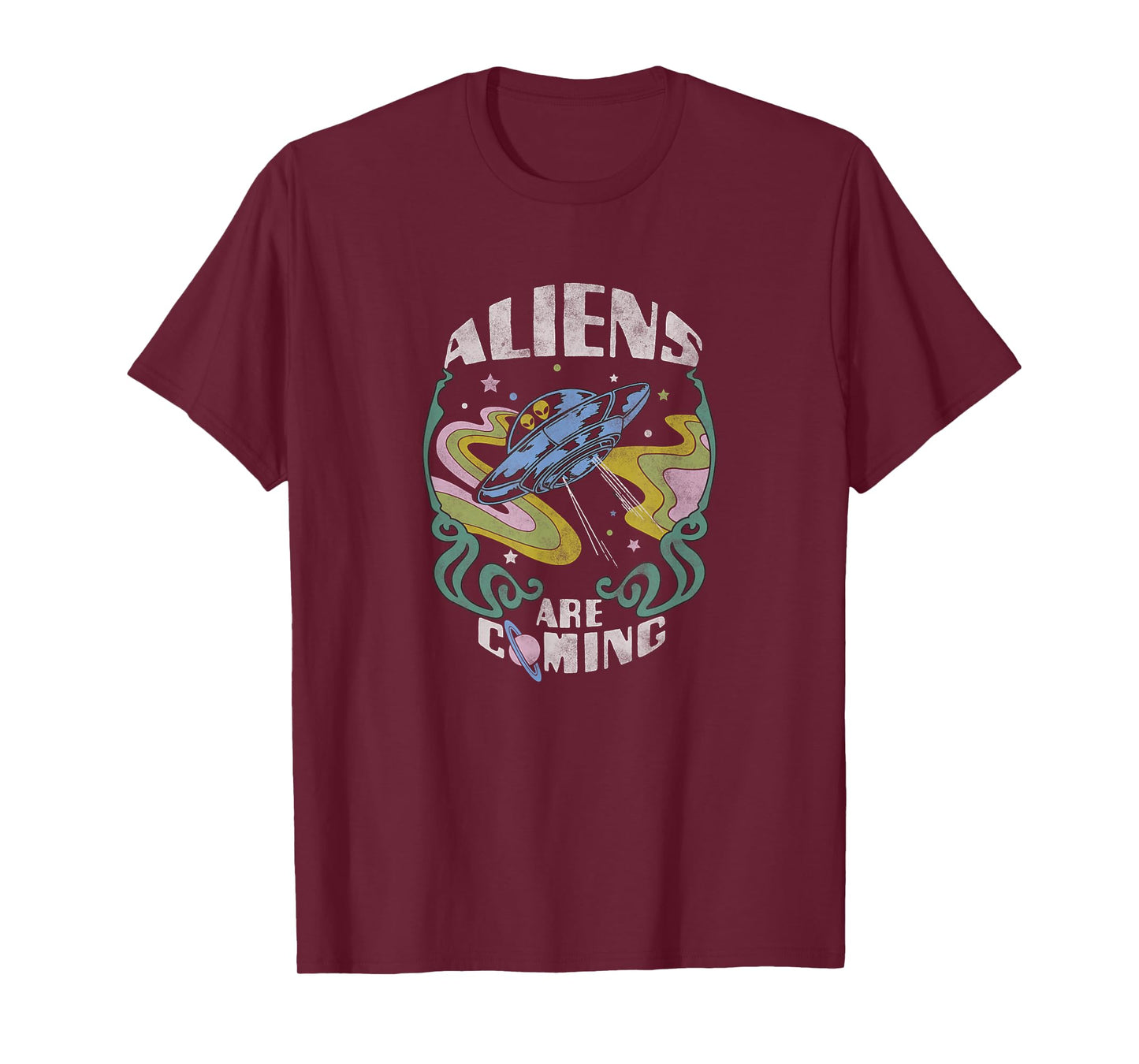 Aliens Are Coming Psychedelic Spaceship T-Shirt