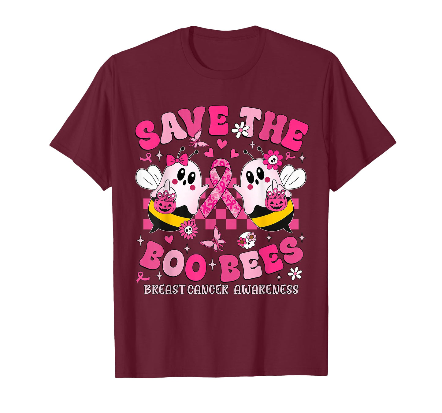 Save The Boo Ghost Bees Breast Cancer Awareness Women Girls T-Shirt