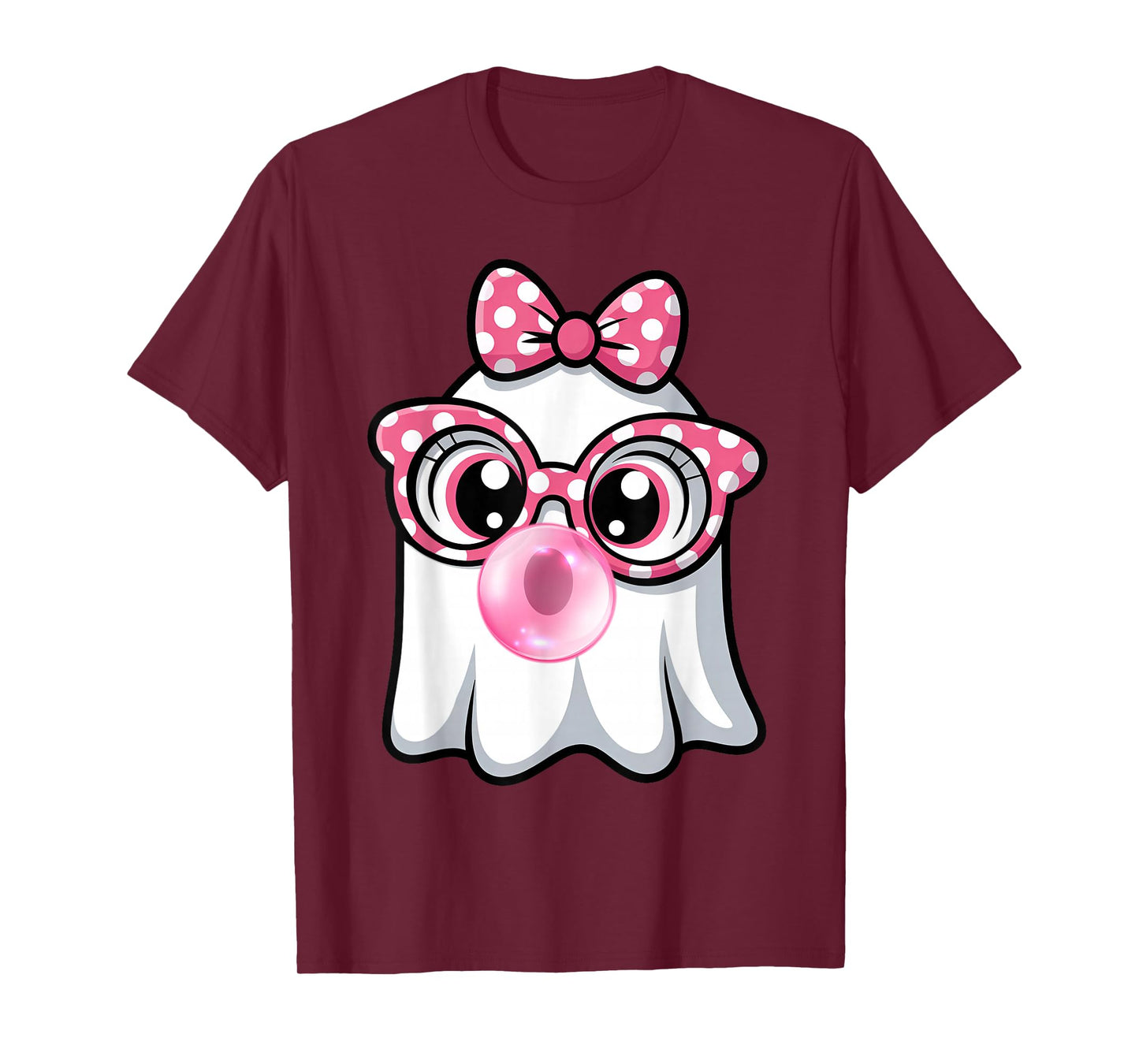 Cute Ghost Boo Pink Bow Sunglasses Halloween Girls Kid Ghost T-Shirt