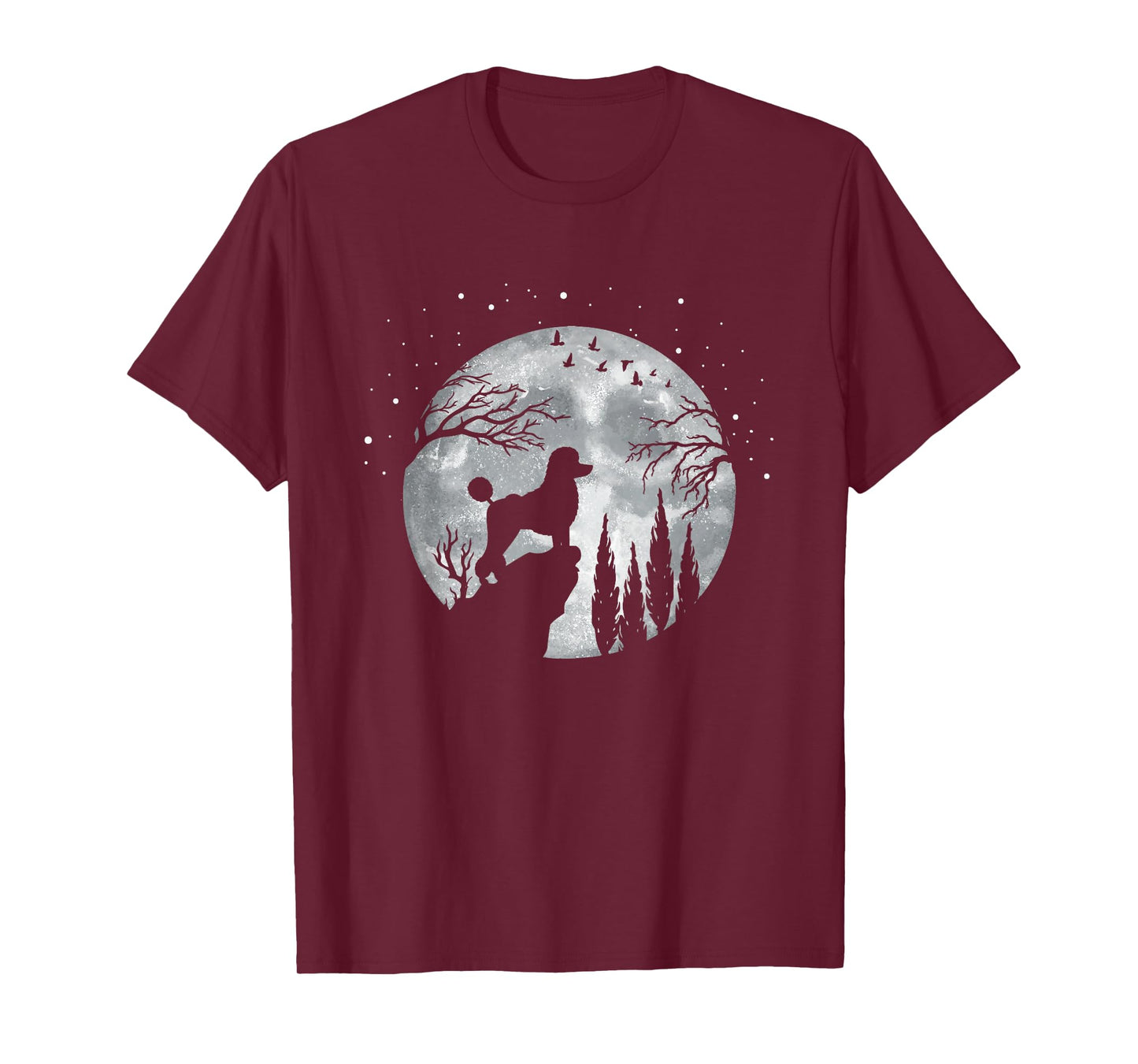 Poodle Pet Dog Fan Full Moon At Night - Poodles Poodle T-Shirt