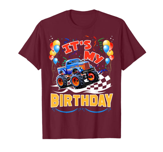 It Is My Birthday Boy Monster Truck Car Party Day Kids Cute T-Shirt