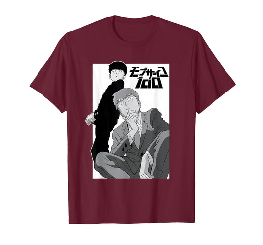 Mob Psycho 100 Black and White Shigeo and Arataka Anime T-Shirt