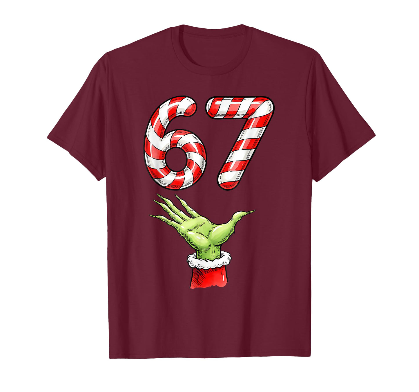 Santa Six Seven 67 Meme Christmas 67 Candy Cane Kids Boys T-Shirt