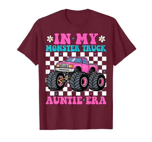 Groovy In My Monster Truck Auntie Era Monster Truck Aunt T-Shirt