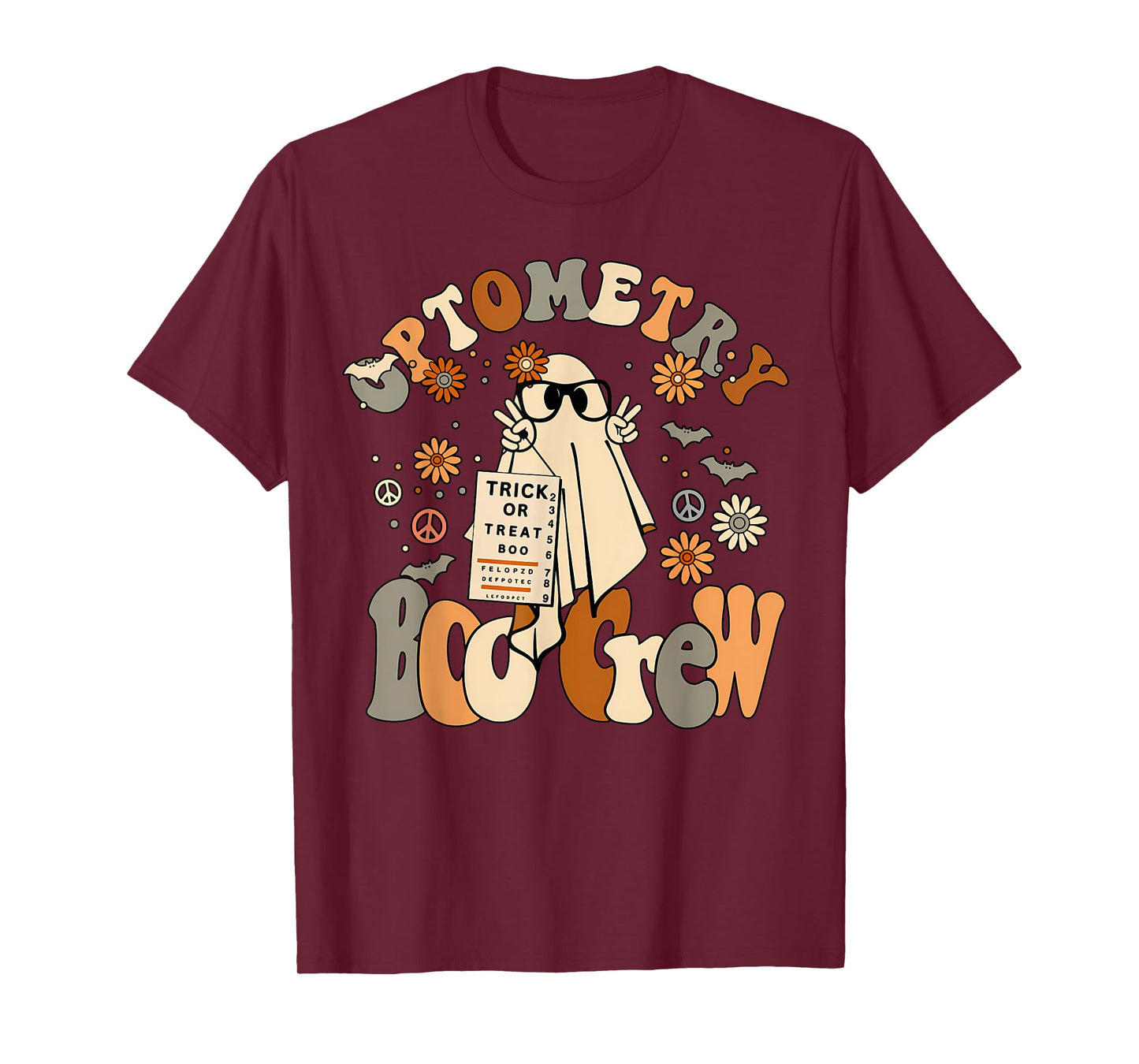 Spooky Optometry Boo Crew Ghost Halloween Eye Doctor T-Shirt