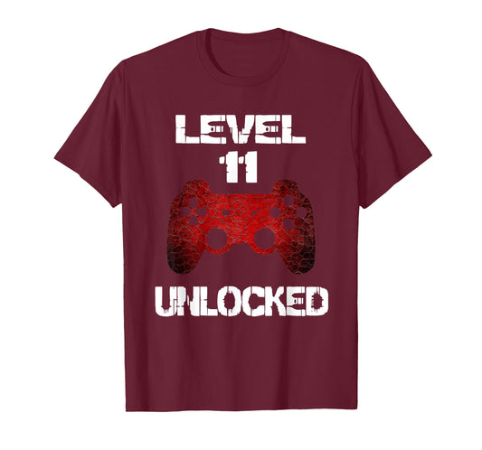 Level 11 Unlocked Boys 11th Birthday 11 Year Old Gamer T-Shirt
