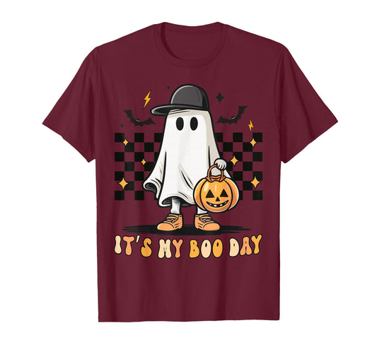 It's My Boo Day Ghost Halloween Birthday for Boys Girls T-Shirt